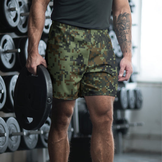 American Digital Dual-Tex Woodland CAMO Unisex Athletic Long Shorts - 2XS