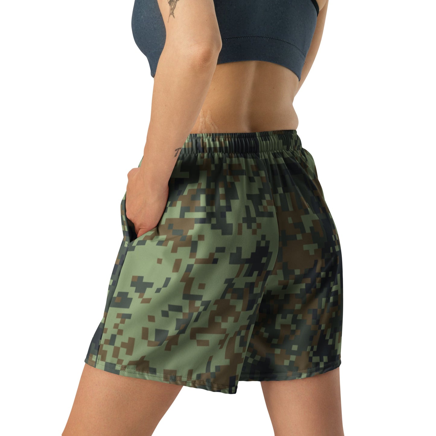 American Digital Dual-Tex Woodland CAMO Unisex Athletic Long Shorts