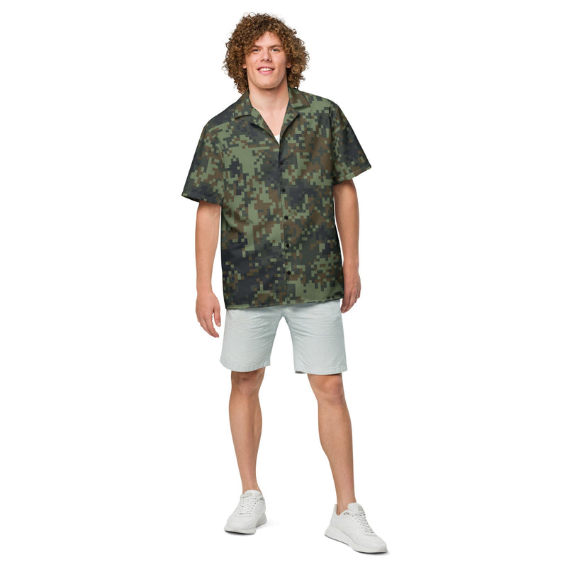 Digital Dual-Tex Woodland CAMO Unisex Short-Sleeve Button Shirt - Button-Up