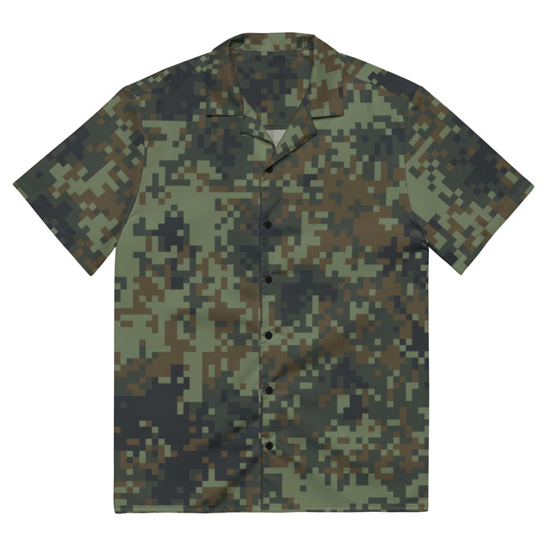 Digital Dual-Tex Woodland CAMO Unisex Short-Sleeve Button Shirt - 2XS - Button-Up