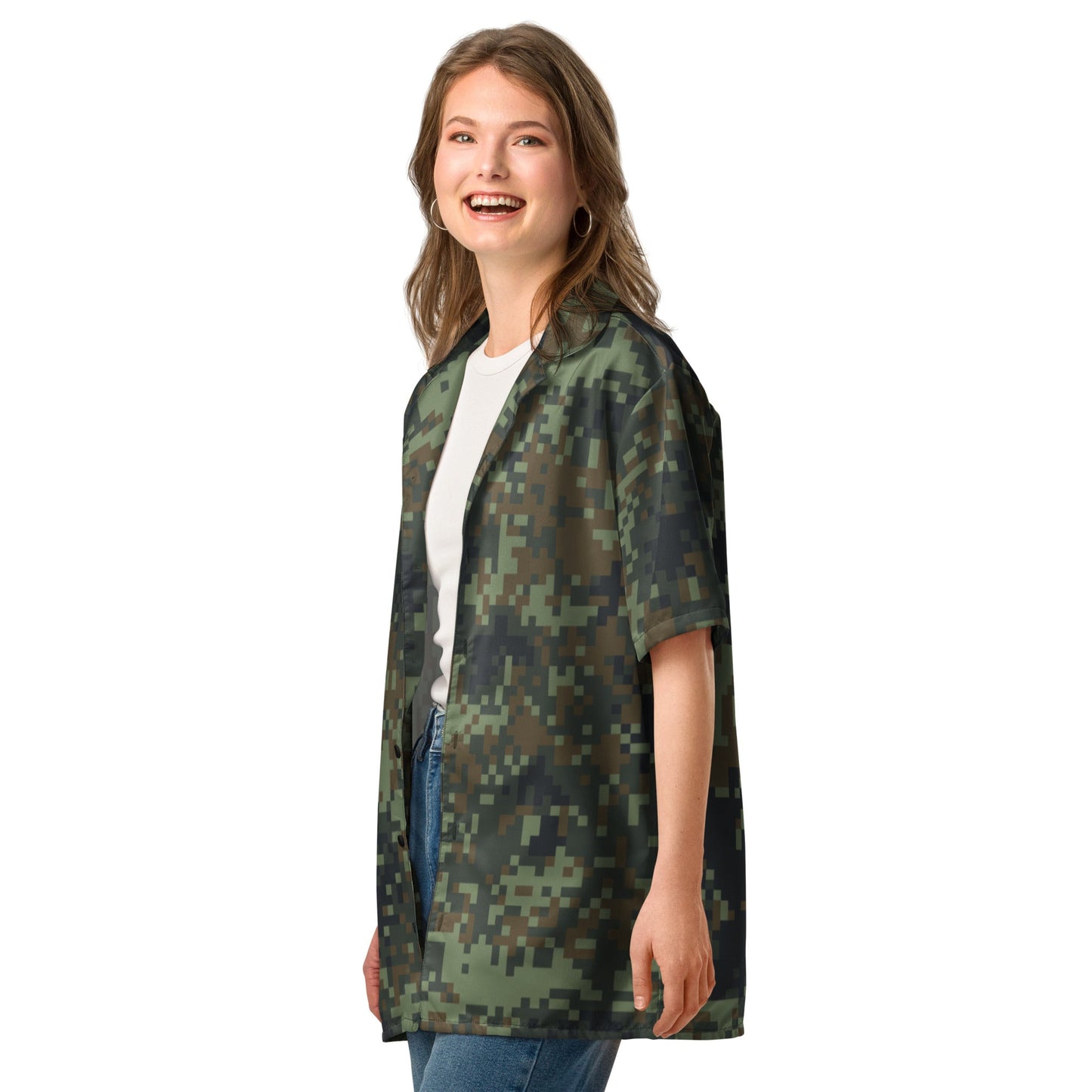 American Digital Dual-Tex Woodland CAMO Unisex button shirt - Button Shirts