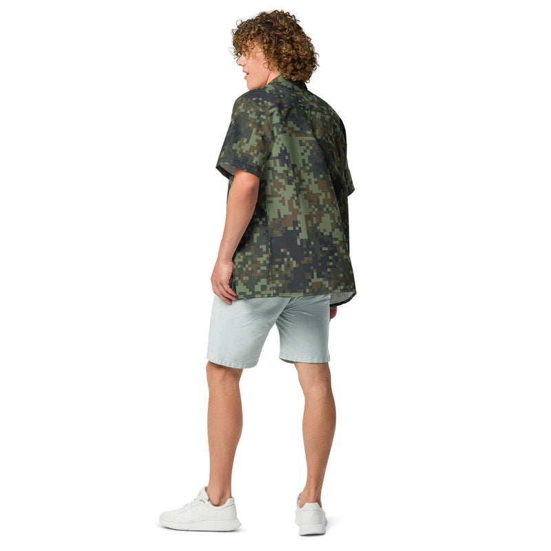 Digital Dual-Tex Woodland CAMO Unisex Short-Sleeve Button Shirt - Button-Up