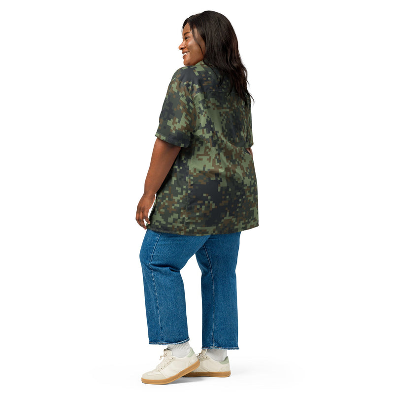 Digital Dual-Tex Woodland CAMO Unisex Short-Sleeve Button Shirt - Button-Up