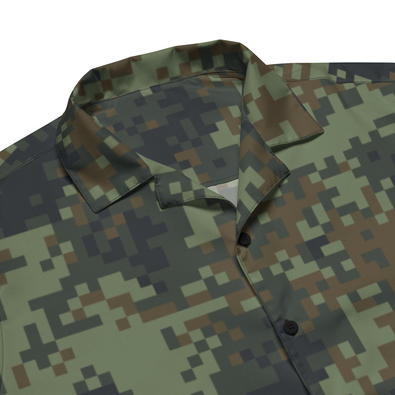 Digital Dual-Tex Woodland CAMO Unisex Short-Sleeve Button Shirt - Button-Up