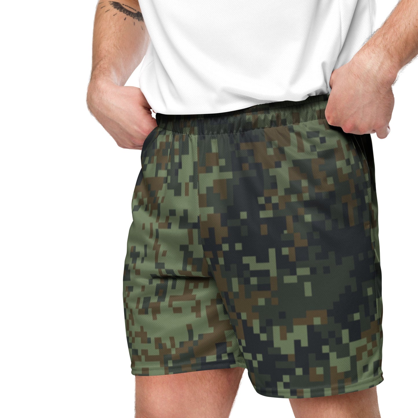 American Digital Dual-Tex Woodland CAMO Unisex mesh shorts - Mesh Shorts