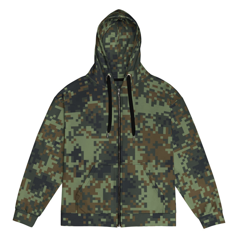 Digital Dual-Tex Woodland CAMO Unisex Zip Hoodie - 2XS