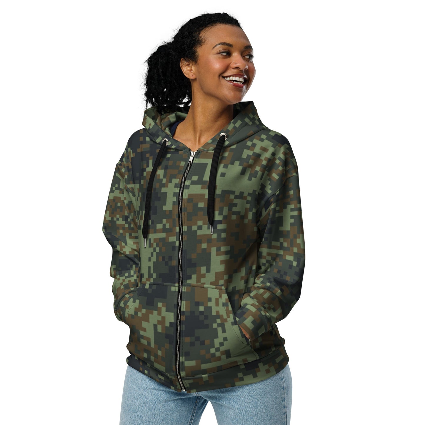 American Digital Dual-Tex Woodland CAMO Unisex zip hoodie - Zip Hoodies