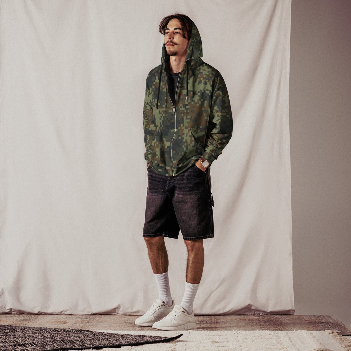 American Digital Dual-Tex Woodland CAMO Unisex zip hoodie - Zip Hoodies