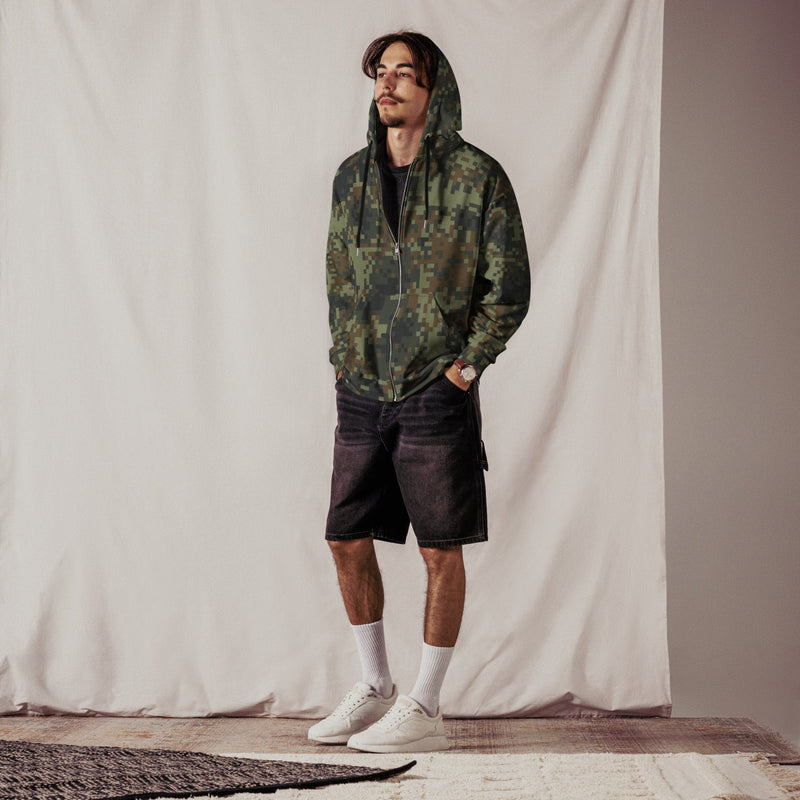 Digital Dual-Tex Woodland CAMO Unisex Zip Hoodie