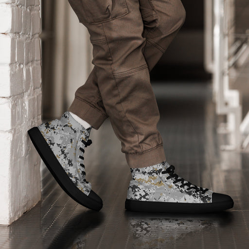Digital Urban CAMO Mens High-Top Canvas Shoes - Black / 5