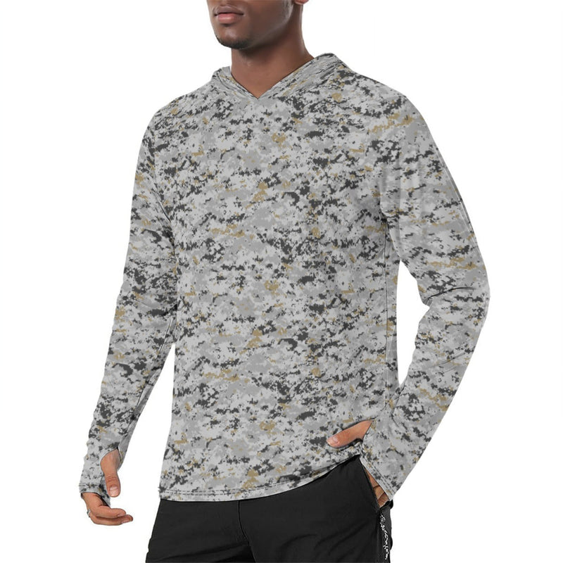 Digital Urban CAMO Mens Sunscreen Sports Hoodie With Thumb Holes