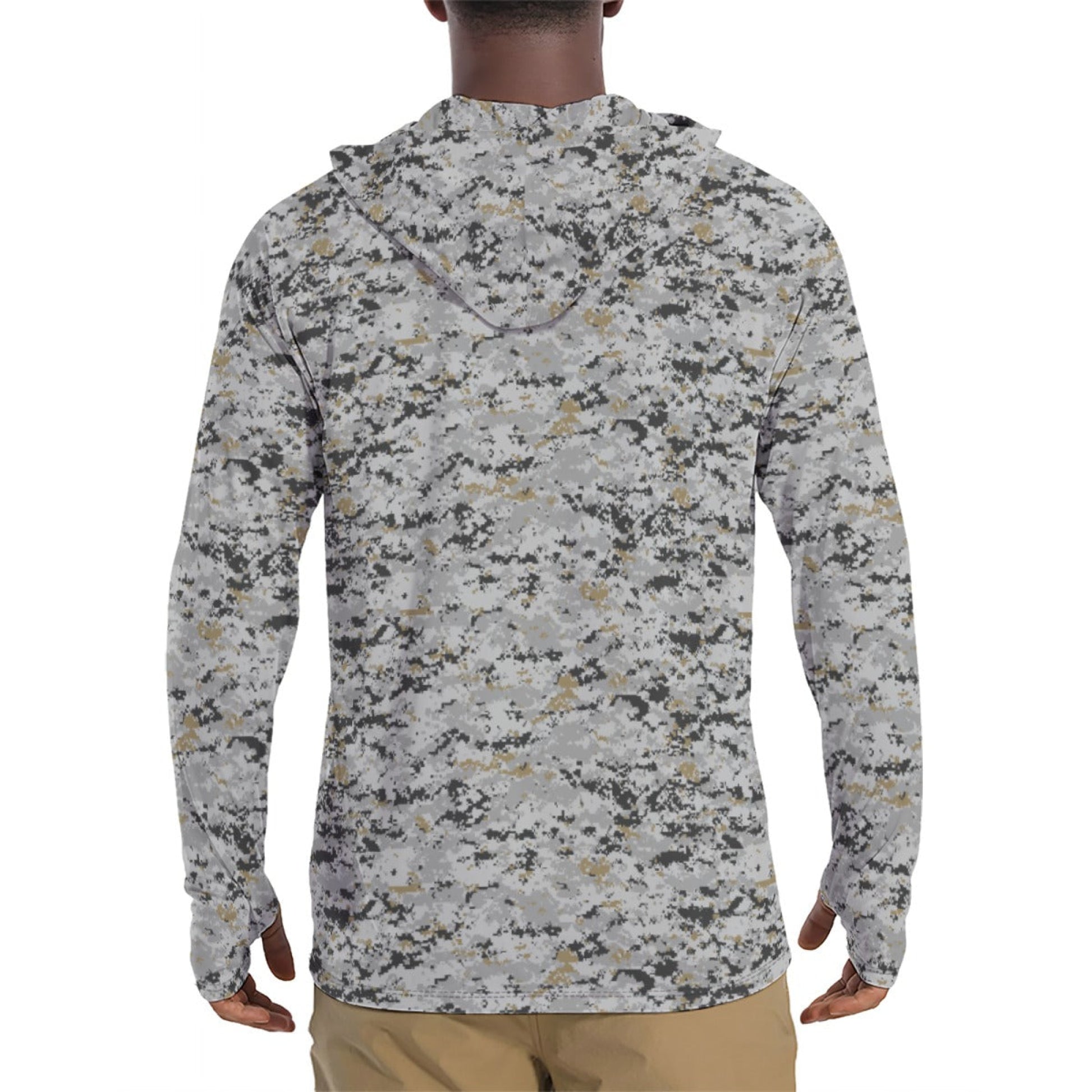 American Digital Urban CAMO Mens Sunscreen Sports Hoodie With Thumb Holes - S / White