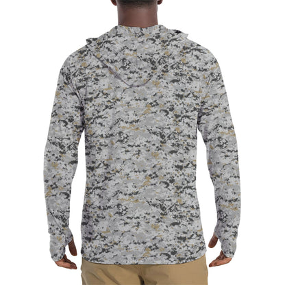 American Digital Urban CAMO Mens Sunscreen Sports Hoodie With Thumb Holes - S / White