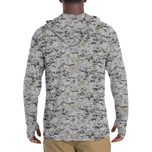 American Digital Urban CAMO Mens Sunscreen Sports Hoodie With Thumb Holes - S / White