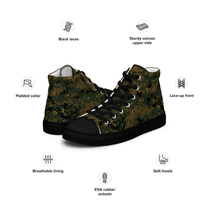 American Digital Woodland CAMO Mens high top canvas shoes - High Top Canvas Shoes