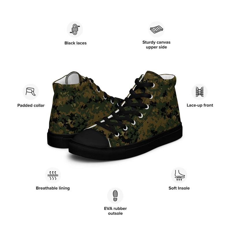 Digital Woodland CAMO Mens High-Top Canvas Shoes