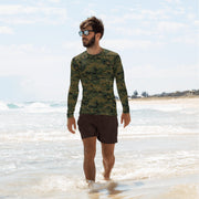 Digital Woodland CAMO Mens Long-Sleeve Rash Guard - XS