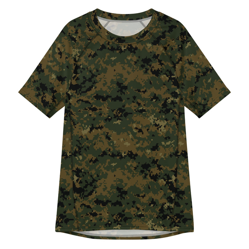 Digital Woodland CAMO Mens Short-Sleeve Rash Guard - 2XS - SS