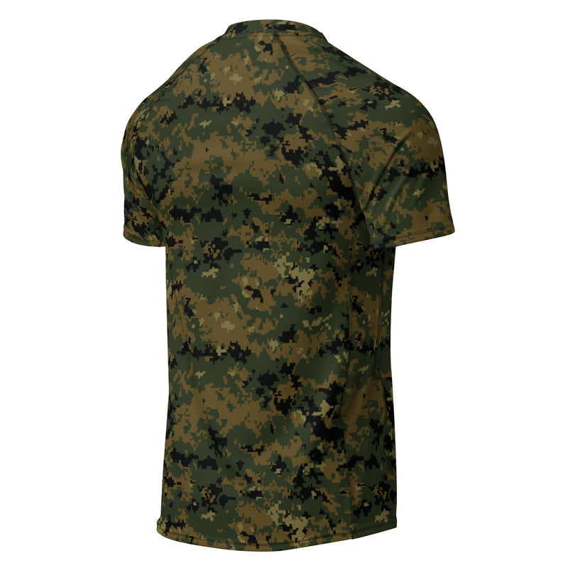 Digital Woodland CAMO Mens Short-Sleeve Rash Guard - SS