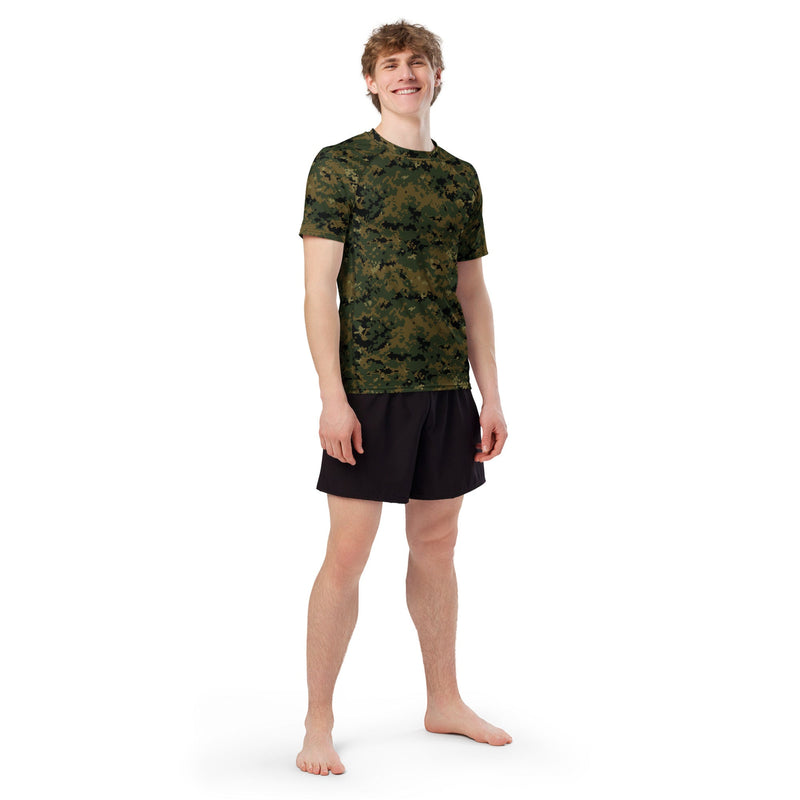 Digital Woodland CAMO Mens Short-Sleeve Rash Guard - SS