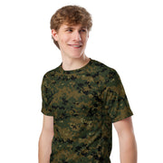 Digital Woodland CAMO Mens Short-Sleeve Rash Guard - SS