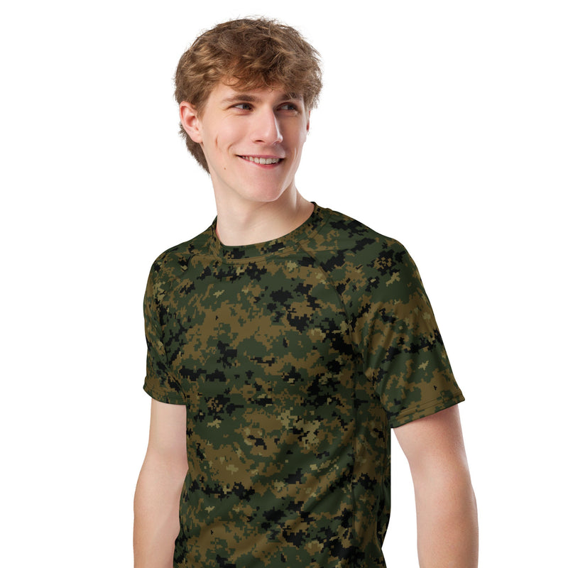 Digital Woodland CAMO Mens Short-Sleeve Rash Guard - SS