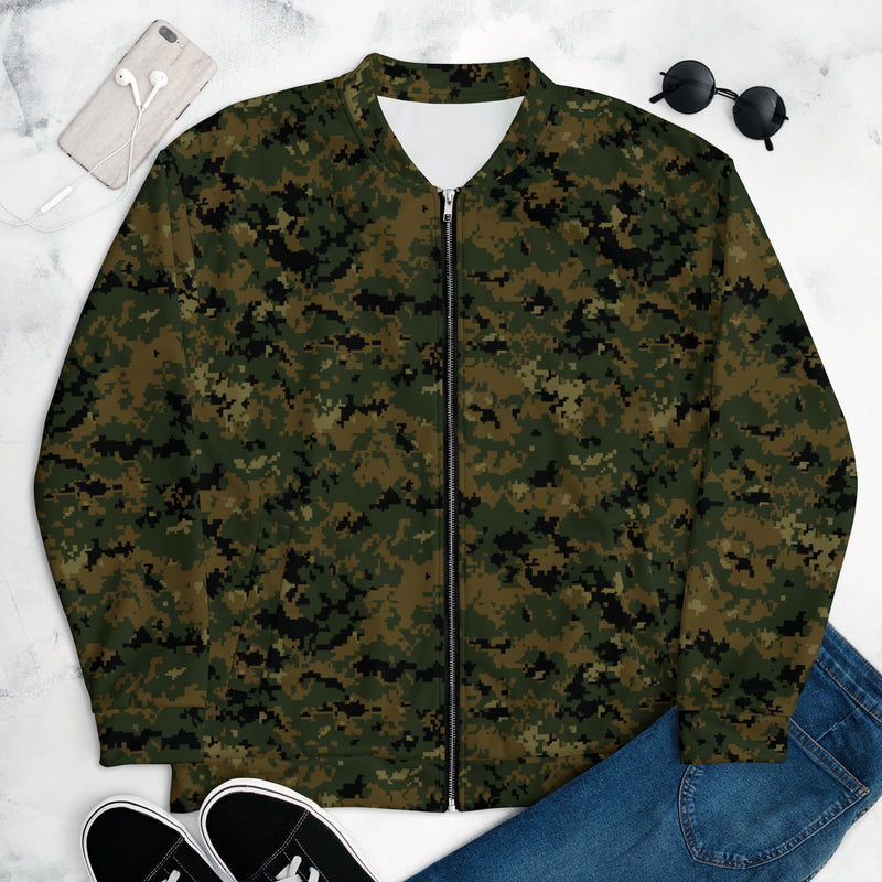 Digital Woodland CAMO Unisex Bomber Jacket - XS