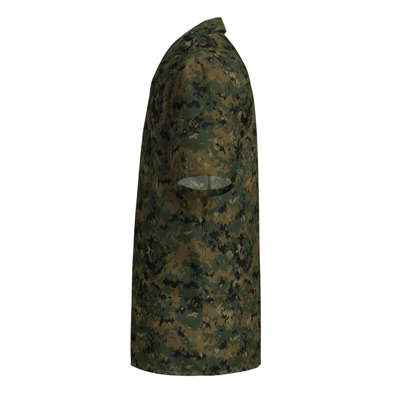 Digital Woodland CAMO Unisex Short-Sleeve Button Shirt - Button-Up