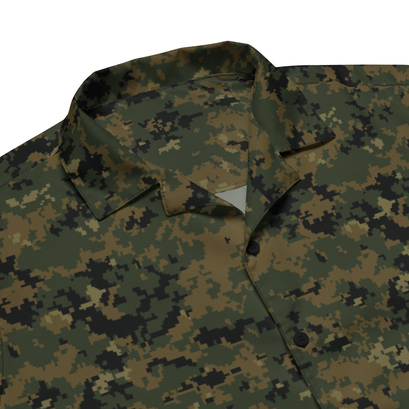 Digital Woodland CAMO Unisex Short-Sleeve Button Shirt - Button-Up