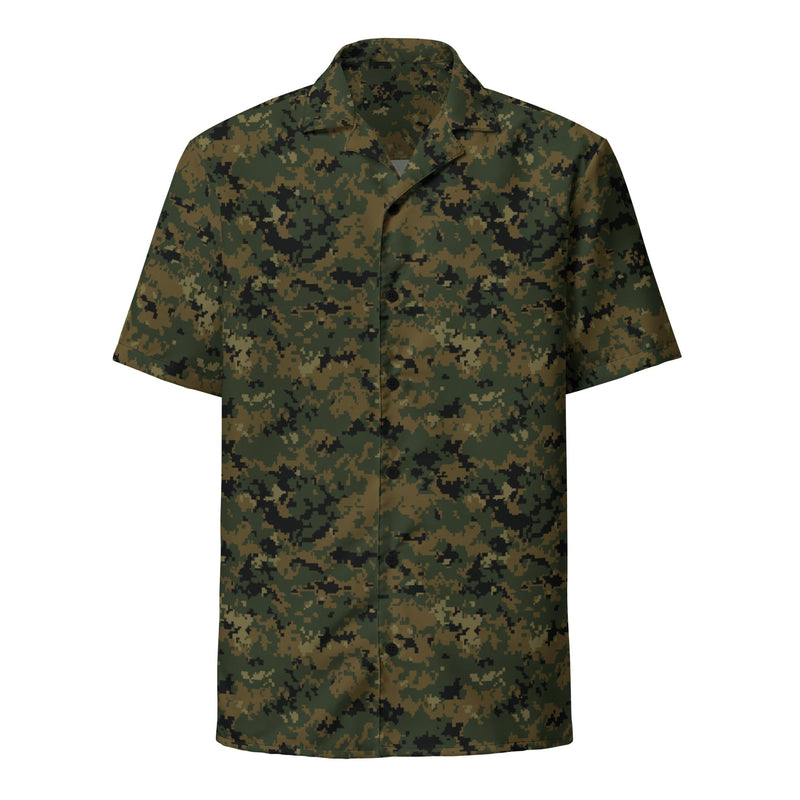 Digital Woodland CAMO Unisex Short-Sleeve Button Shirt - Button-Up