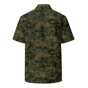 Digital Woodland CAMO Unisex Short-Sleeve Button Shirt - Button-Up