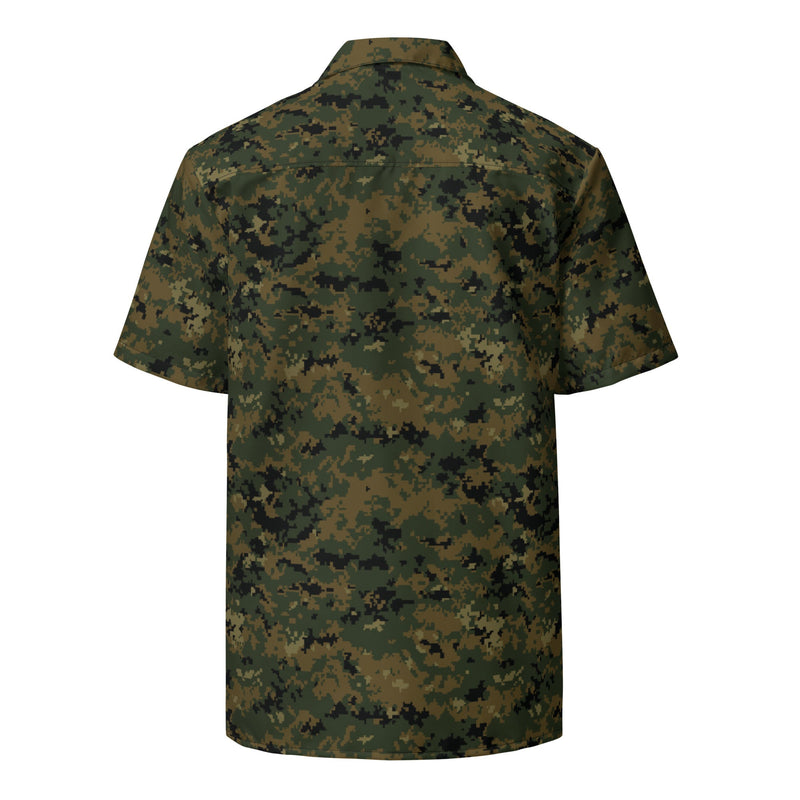 Digital Woodland CAMO Unisex Short-Sleeve Button Shirt - Button-Up