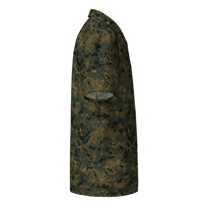 Digital Woodland CAMO Unisex Short-Sleeve Button Shirt - Button-Up