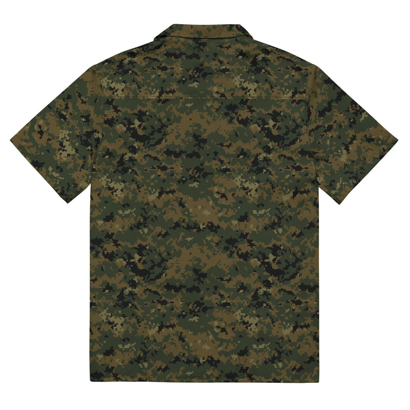 Digital Woodland CAMO Unisex Short-Sleeve Button Shirt - Button-Up