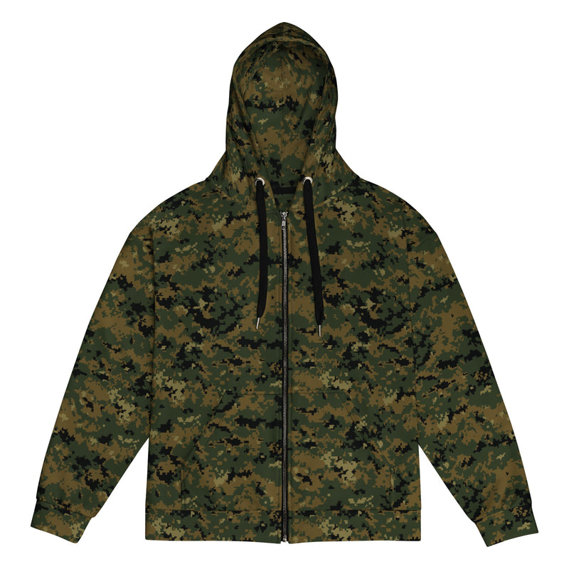Digital Woodland CAMO Unisex Zip Hoodie - 2XS