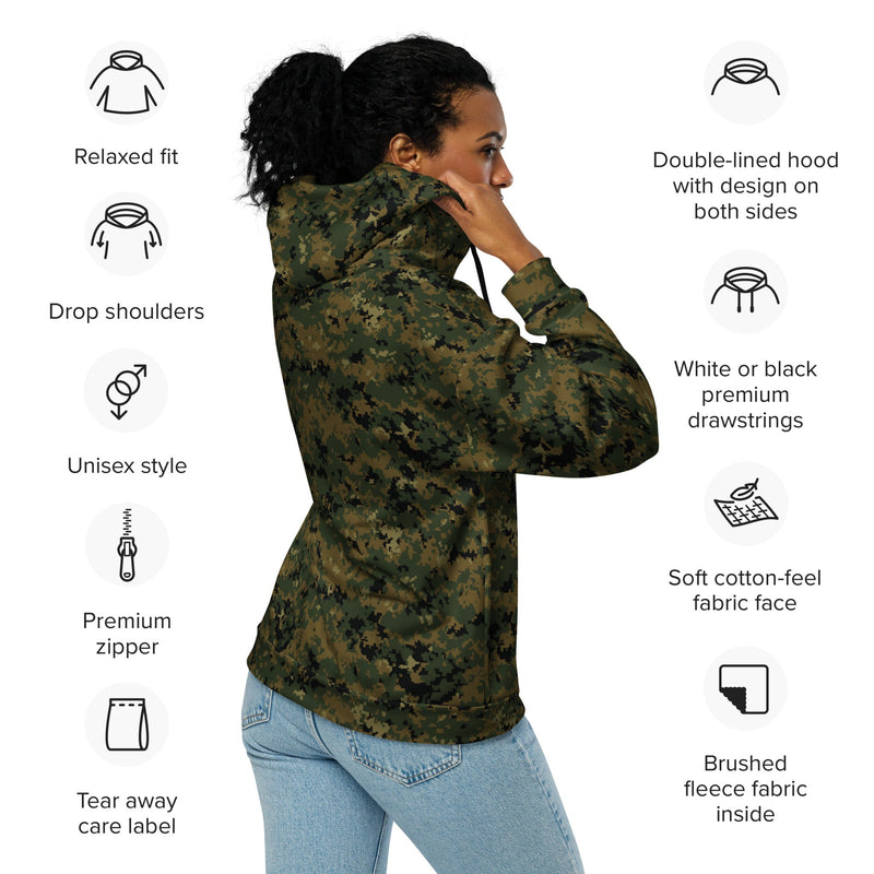 Digital Woodland CAMO Unisex Zip Hoodie
