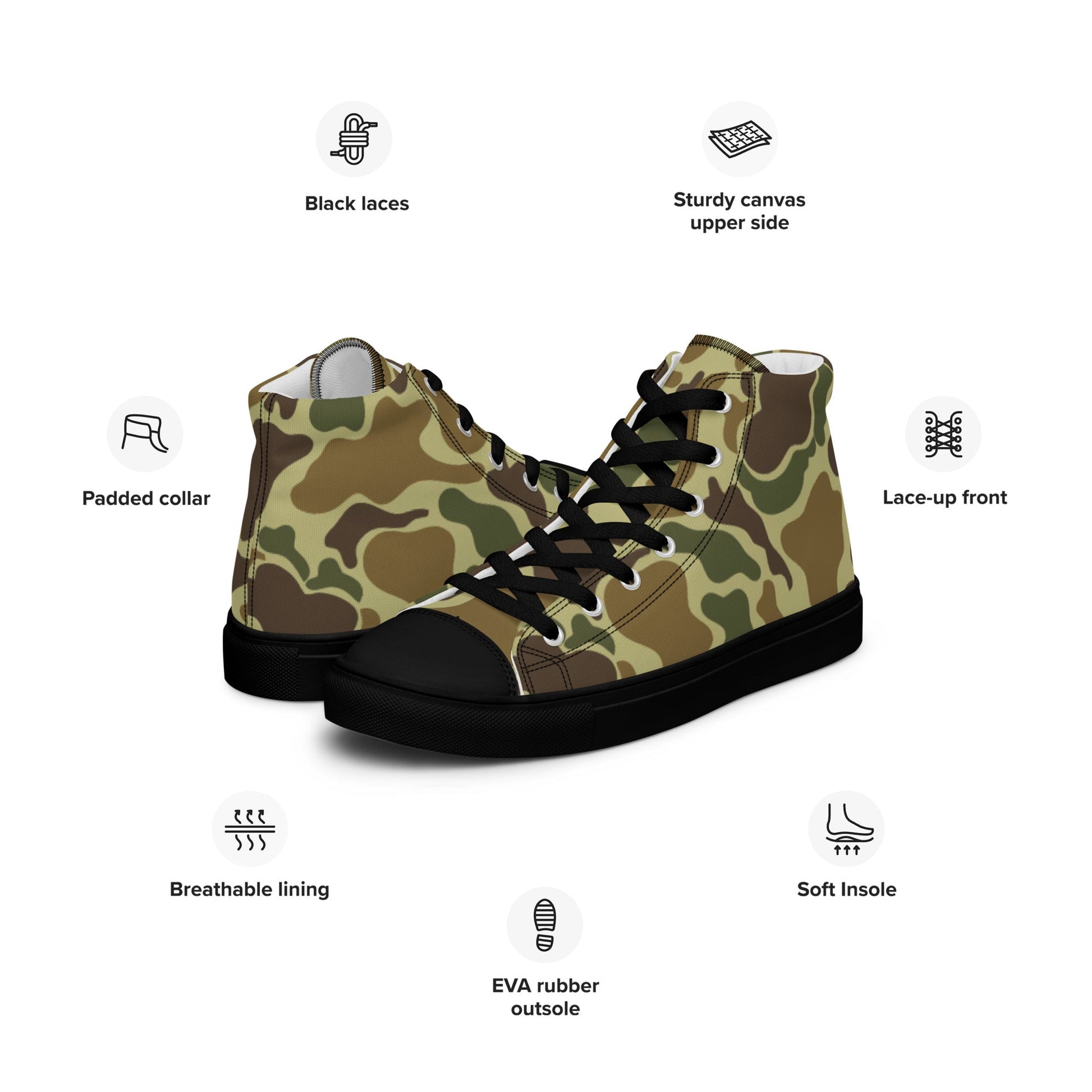 American Duck Hunter Advisor CAMO Mens high top canvas shoes - High Top Canvas Shoes