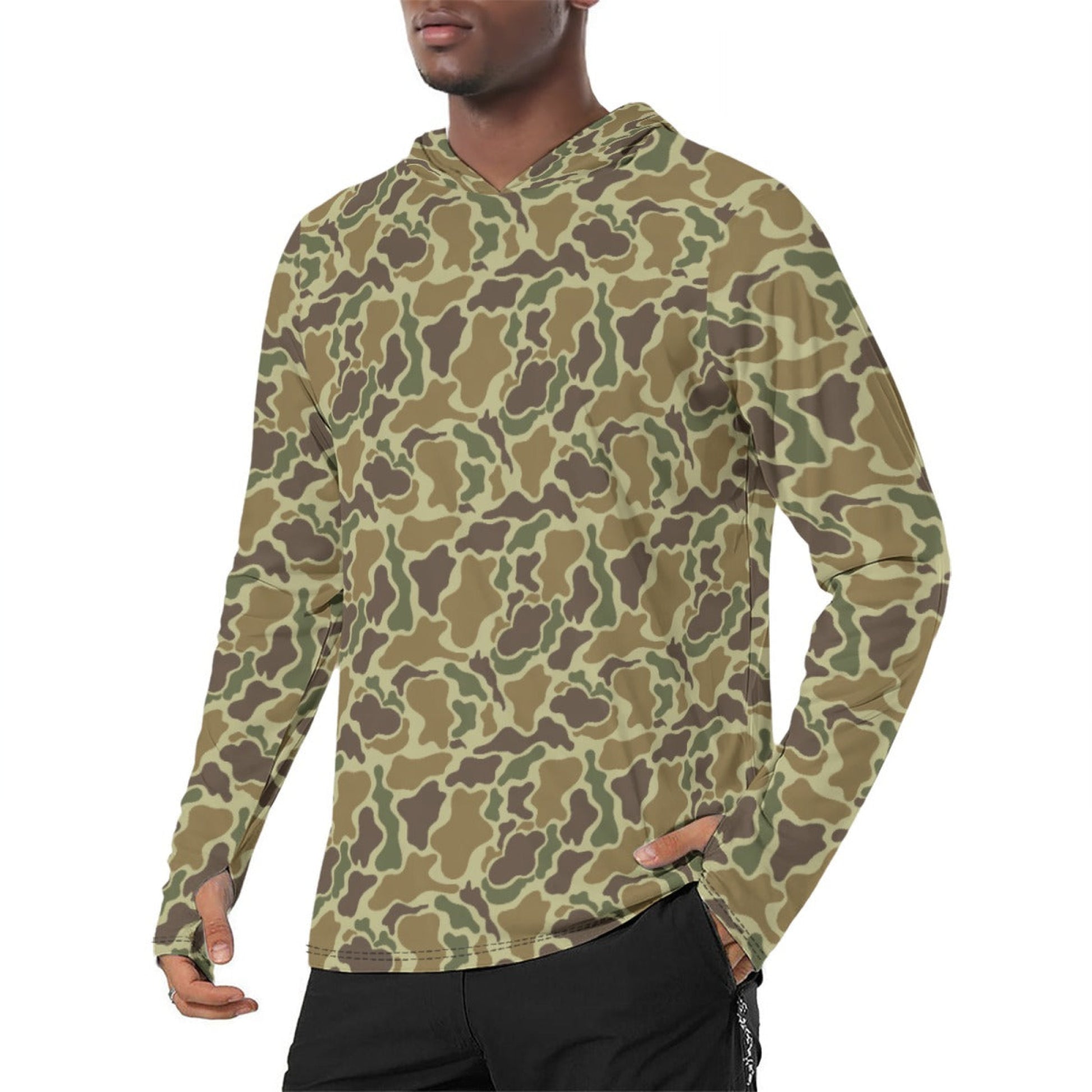 American Duck Hunter Advisor CAMO Mens Sunscreen Sports Hoodie With Thumb Holes Hoodies