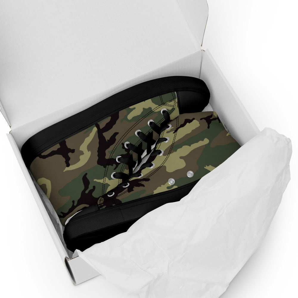 American ERDL Cold War RANGER Woodland CAMO Men’s high top canvas shoes - Mens High Top Canvas Shoes