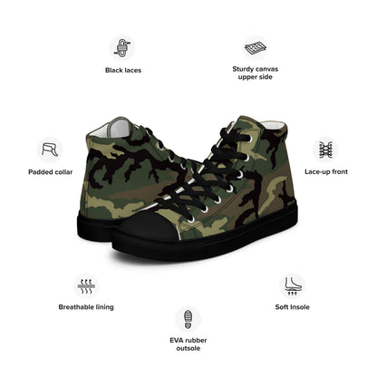 American ERDL Cold War RANGER Woodland CAMO Men’s high top canvas shoes - Mens High Top Canvas Shoes