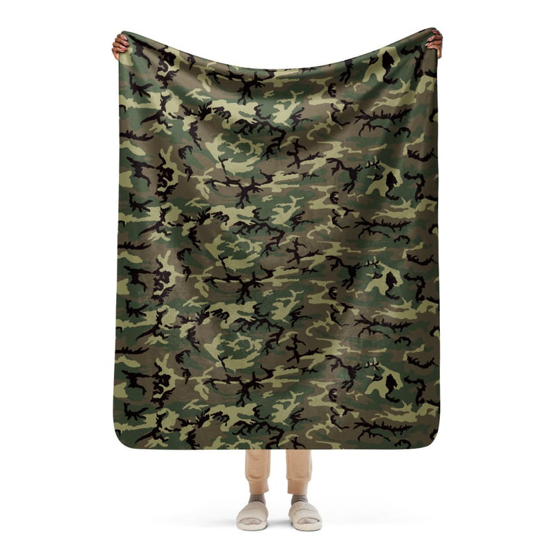 American ERDL Cold War RANGER Woodland CAMO Sherpa blanket - 50″×60″