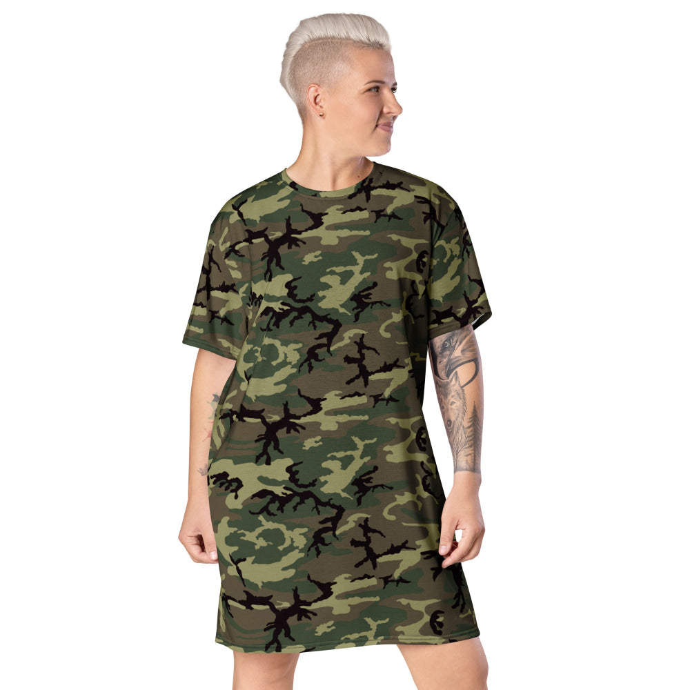 American ERDL Cold War RANGER Woodland CAMO T-shirt dress - 2XS - Womens T-Shirt Dress