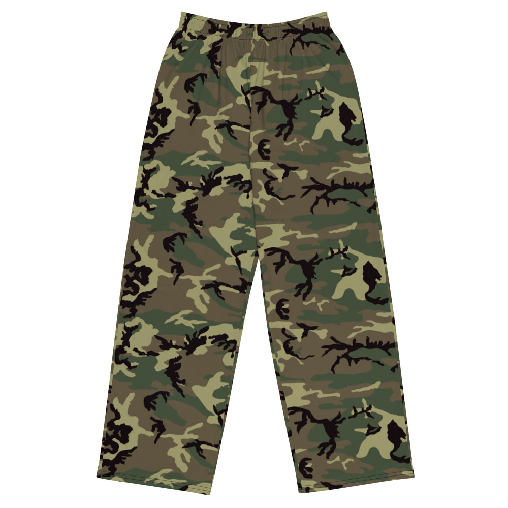 American ERDL Cold War RANGER Woodland CAMO unisex wide-leg pants - 2XS - Unisex Wide-Leg Pants