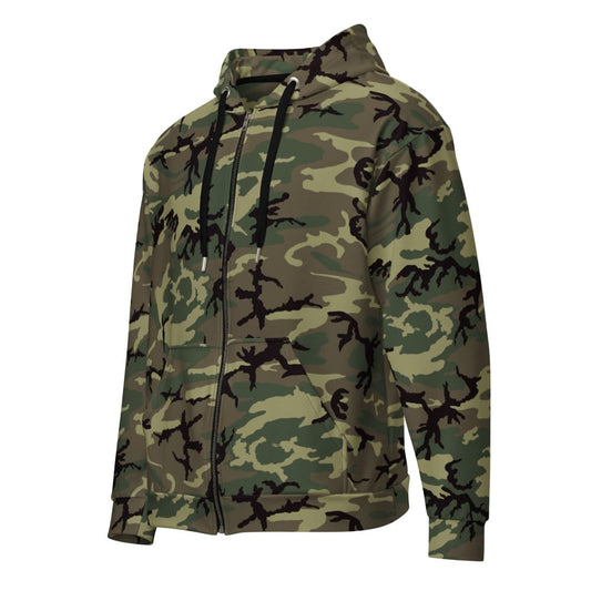 American ERDL Cold War RANGER Woodland CAMO Unisex zip hoodie - 2XS