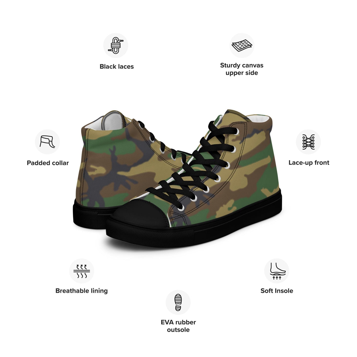 American ERDL Highland CAMO Mens high top canvas shoes - High Top Canvas Shoes