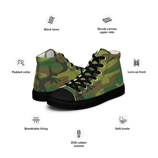 American ERDL Lowland CAMO Mens high top canvas shoes - High Top Canvas Shoes