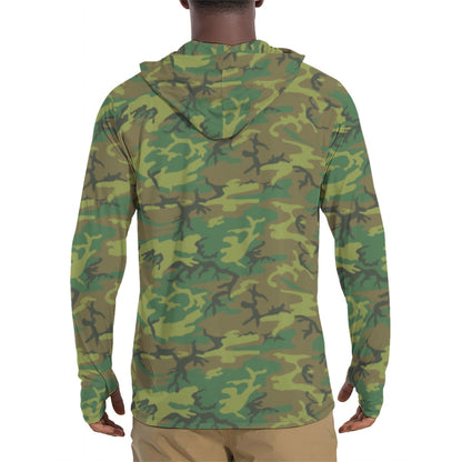 American ERDL Lowland CAMO Men’s Sunscreen Sports Hoodie With Thumb Holes - Mens