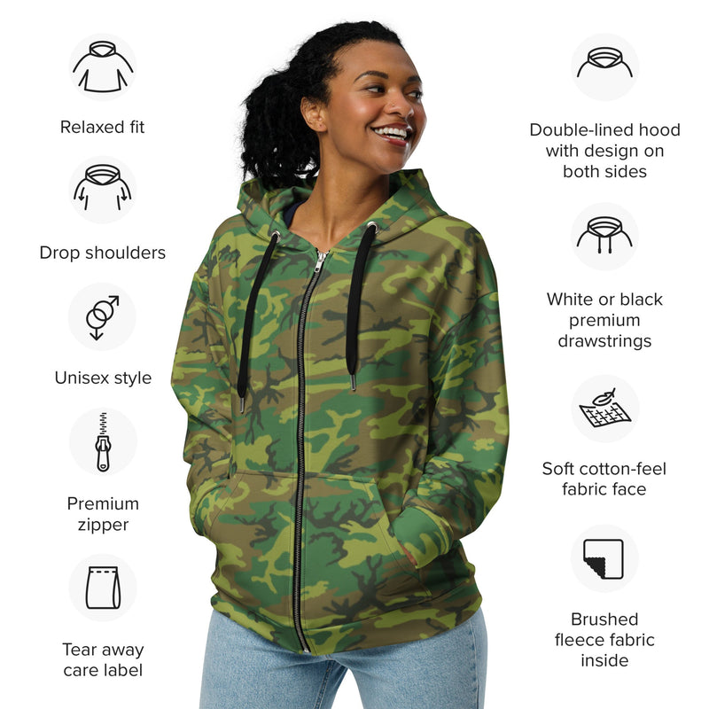 American ERDL Lowland CAMO Unisex Zip Hoodie