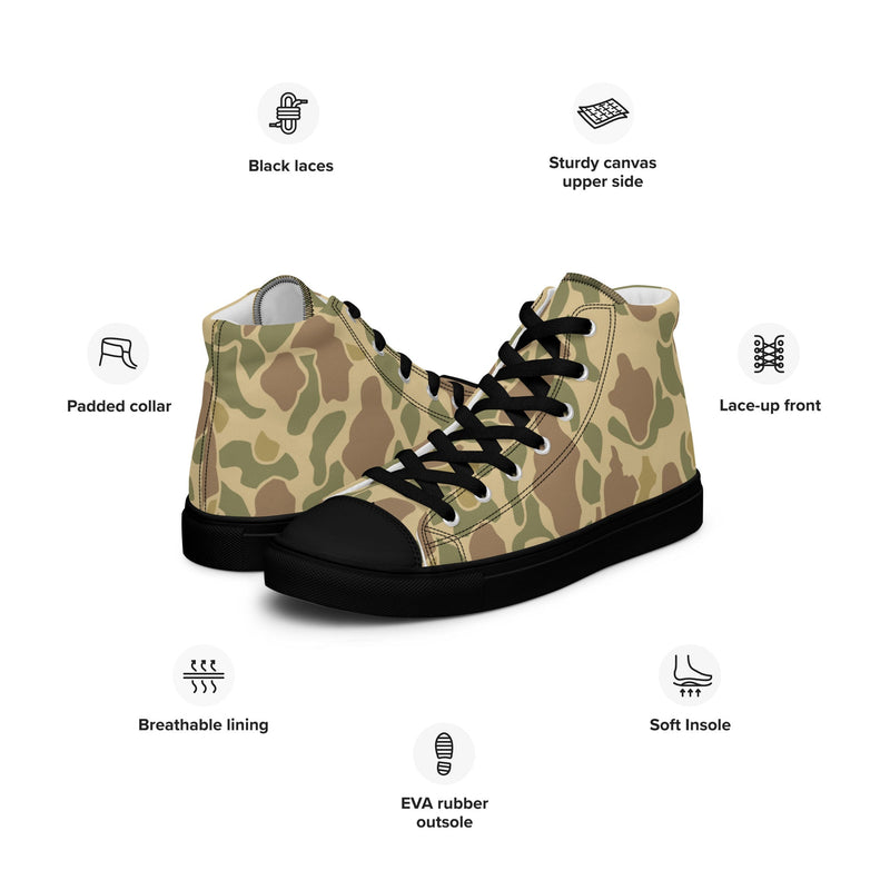 Frog Skin Coastal Sand CAMO Mens High-Top Canvas Shoes