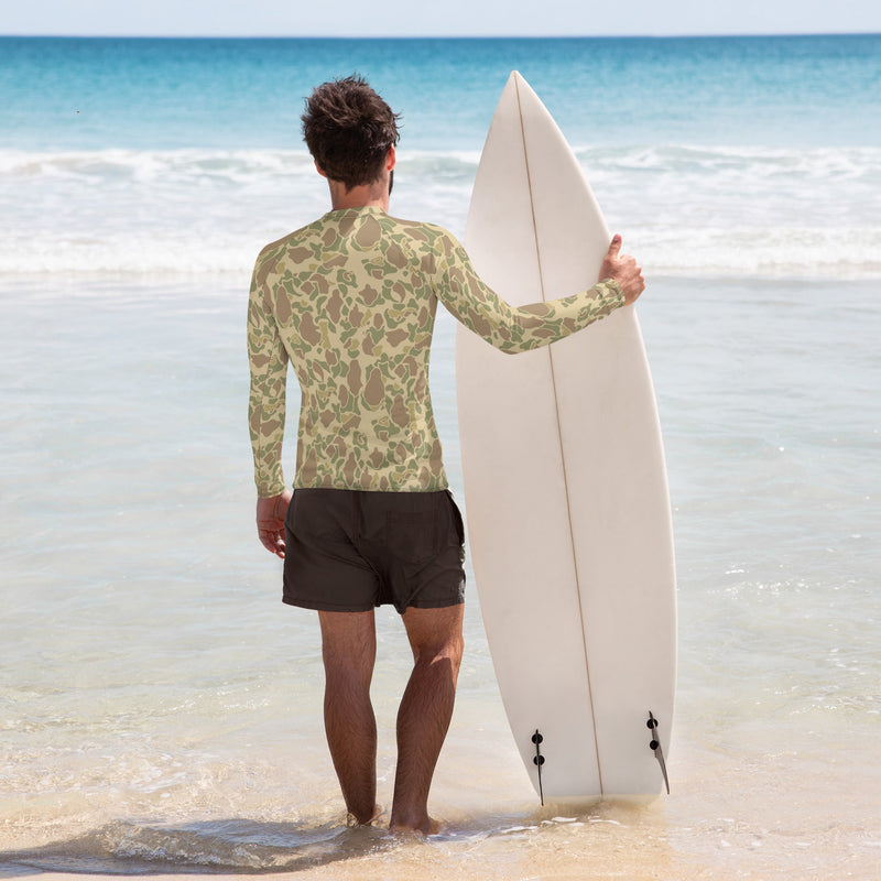 American Frog Skin Beach CAMO Mens Long-Sleeve Rash Guard